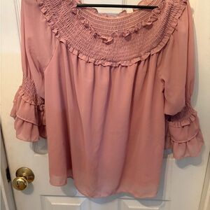 Entro Blush Ruffle Sleeve Blouse